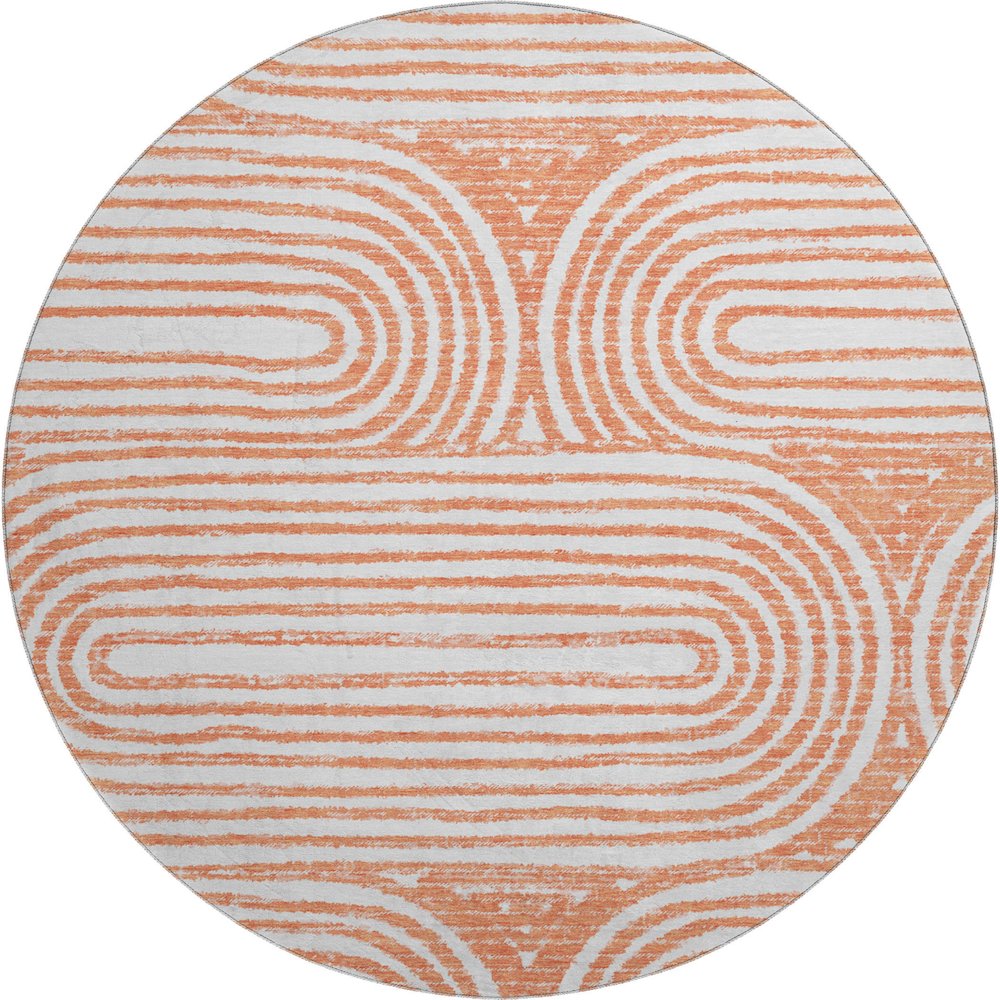 Premium Machine Washable Mayfield  Salmon 8' x 8' Round Rug. Picture 1