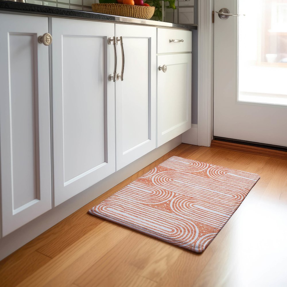 Premium Machine Washable Mayfield  Salmon 1'8" x 2'6" Rug. Picture 5