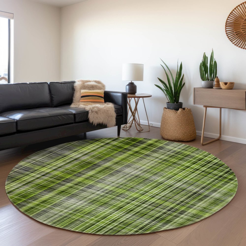 Premium Machine Washable Mayfield  Green 8' x 8' Round Rug. Picture 5