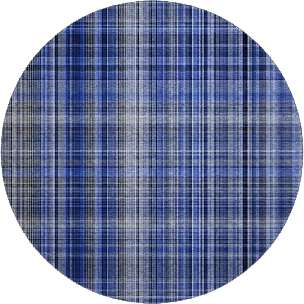Premium Machine Washable Mayfield  Navy 8' x 8' Round Rug. Picture 1