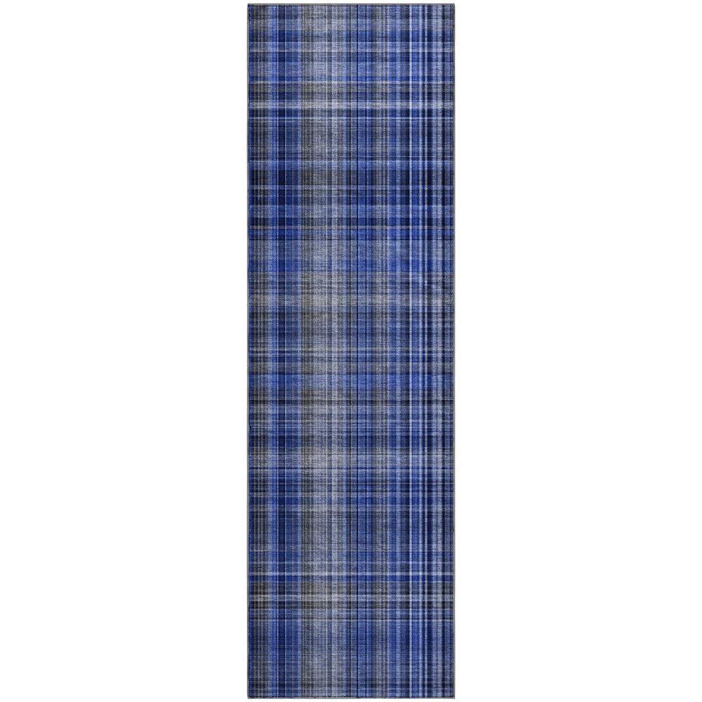 Premium Machine Washable Mayfield  Navy 2'3" x 7'6" Runner Rug. Picture 1