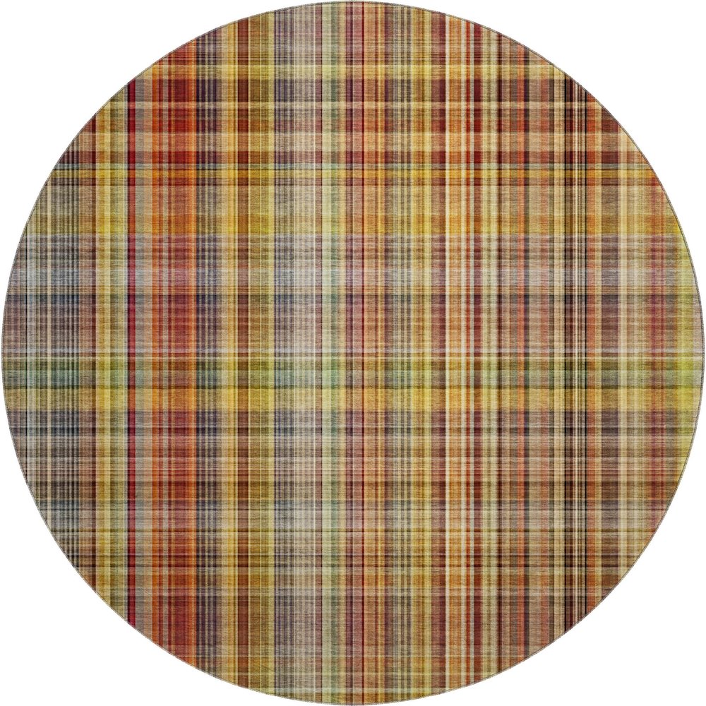 Premium Machine Washable Mayfield  Paprika 8' x 8' Round Rug. Picture 1