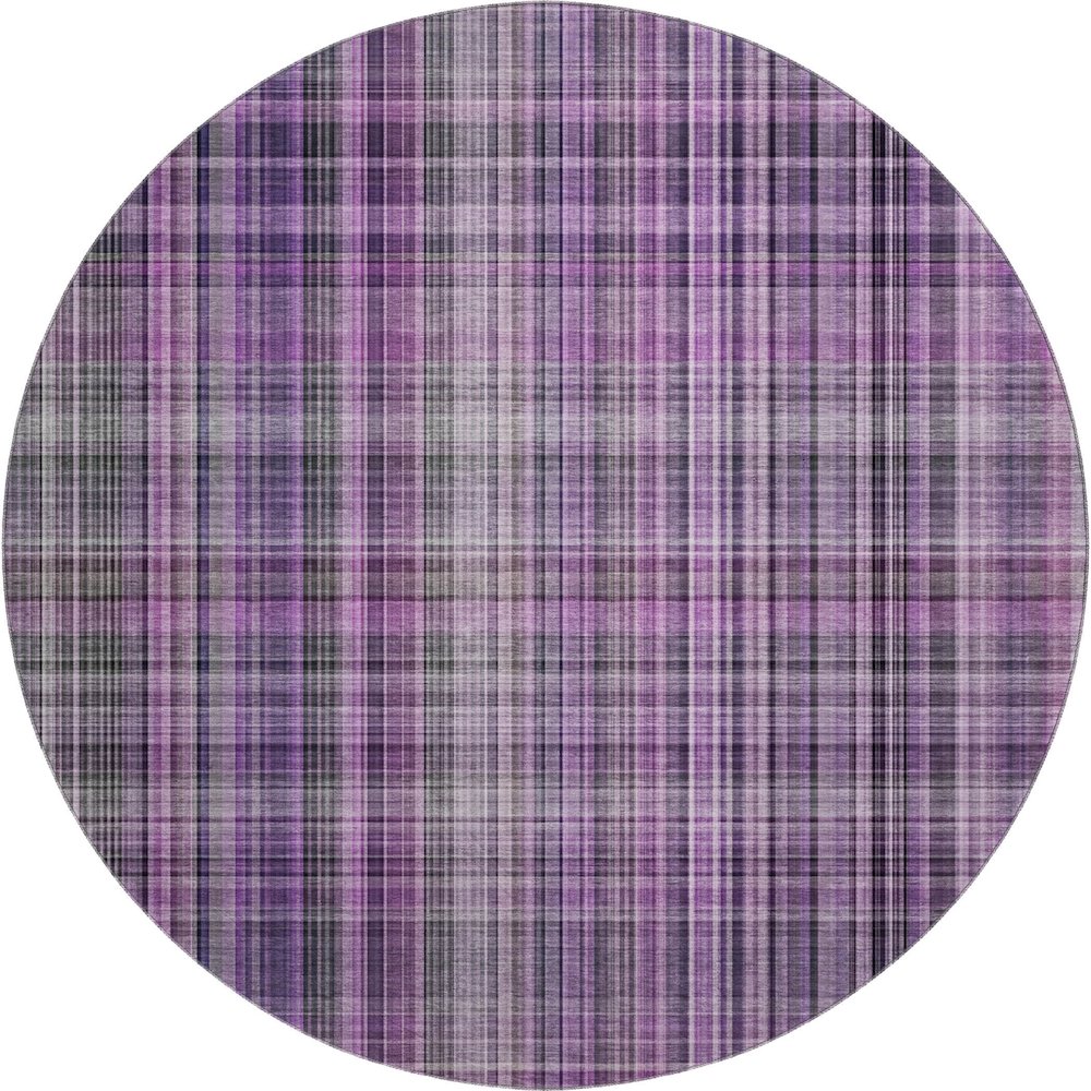 Premium Machine Washable Mayfield  Purple 8' x 8' Round Rug. Picture 1