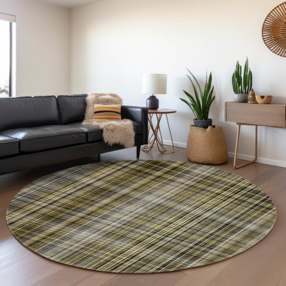 Premium Machine Washable Mayfield  Taupe 8' x 8' Round Rug. Picture 5