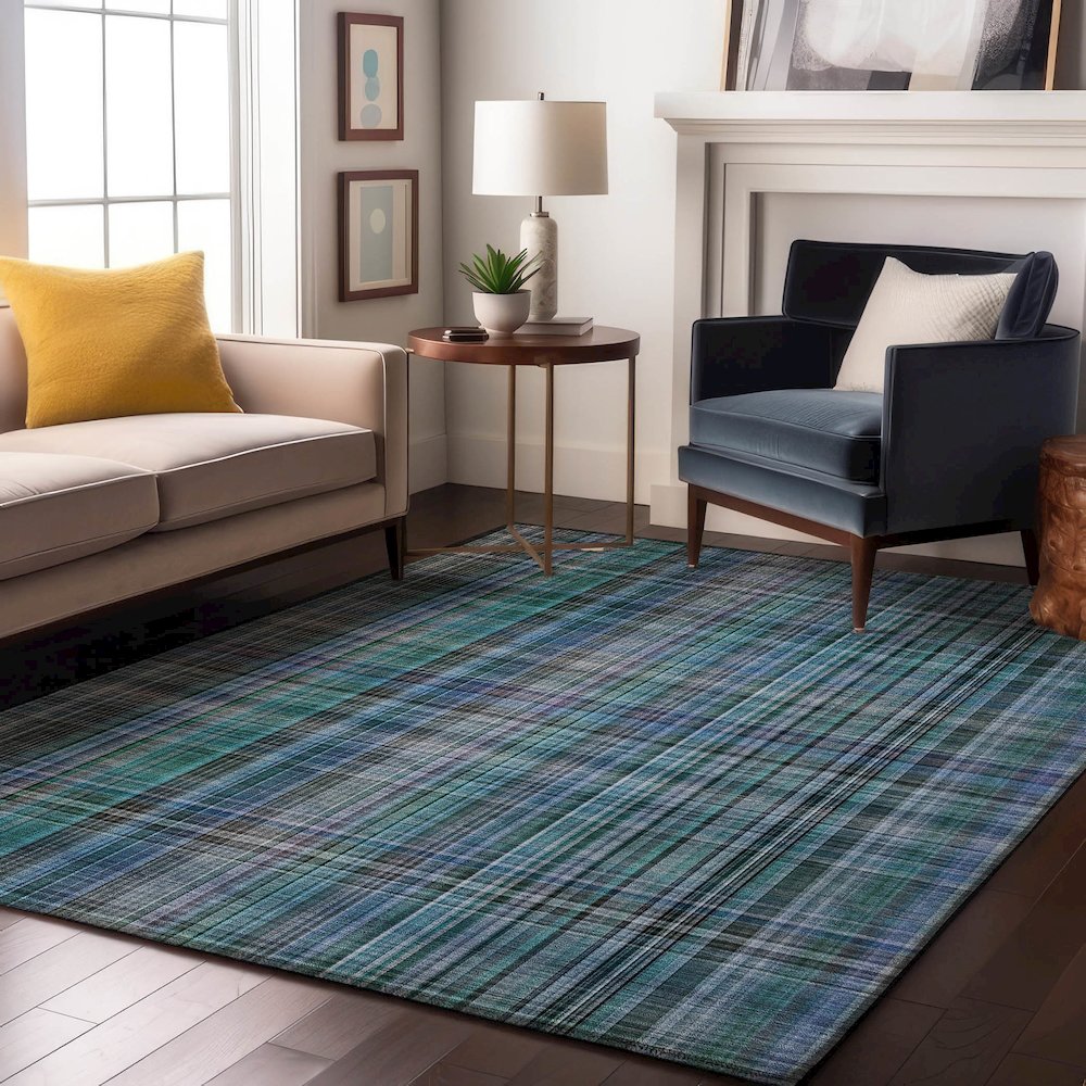 Premium Machine Washable Mayfield  Teal 2'6" x 3'10" Rug. Picture 5