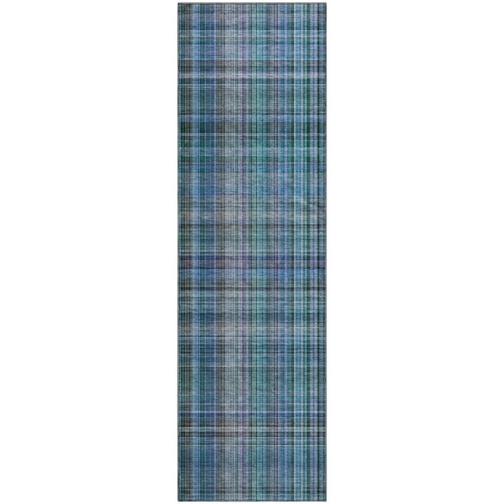 Premium Machine Washable Mayfield  Teal 2'3" x 7'6" Runner Rug. Picture 1