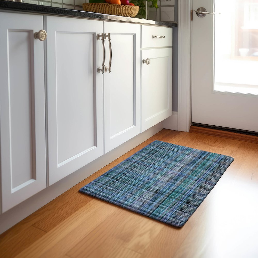 Premium Machine Washable Mayfield  Teal 1'8" x 2'6" Rug. Picture 5