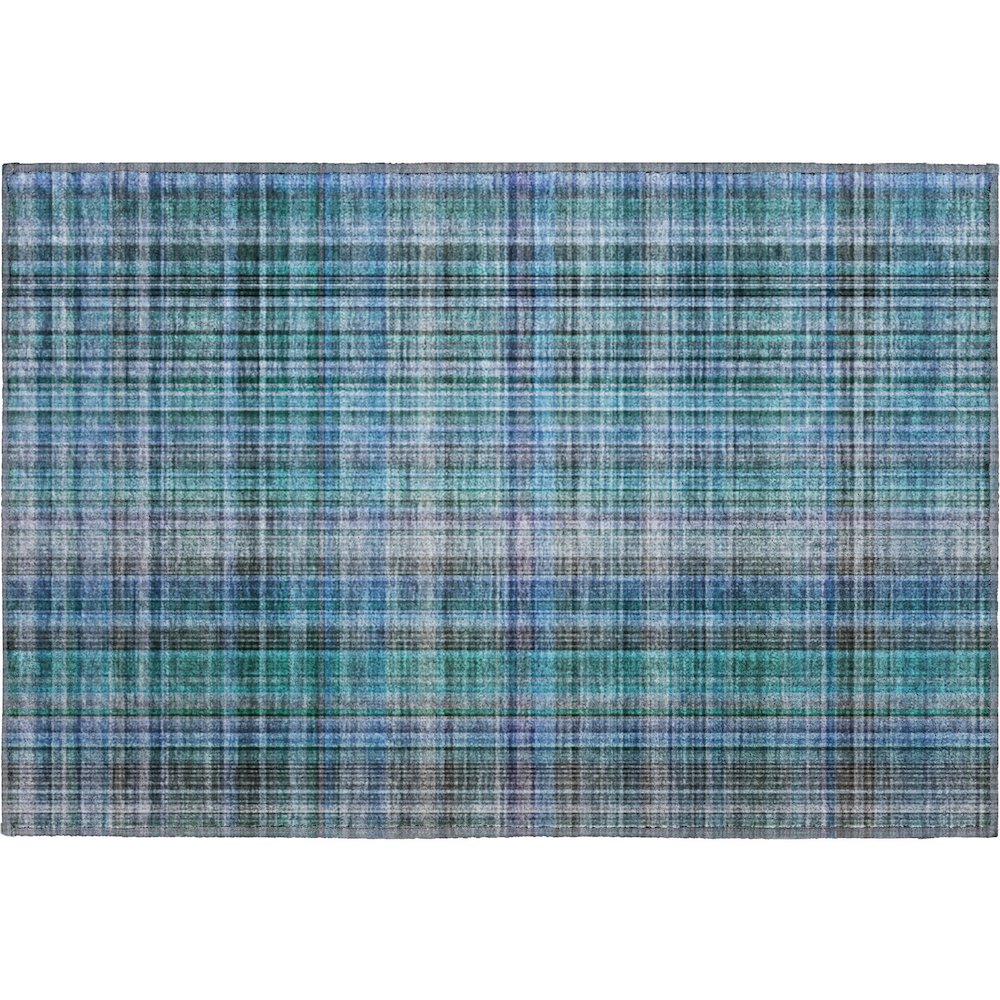 Premium Machine Washable Mayfield  Teal 1'8" x 2'6" Rug. Picture 1