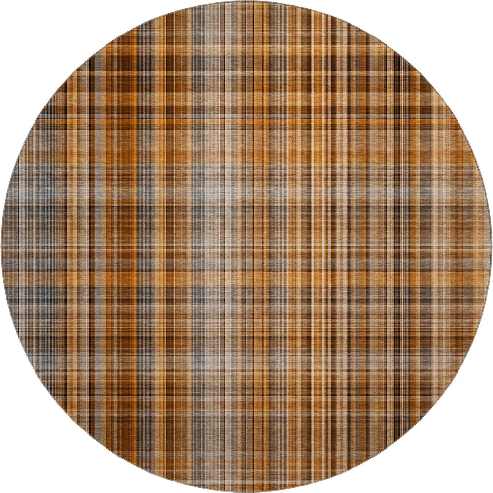 Premium Machine Washable Mayfield  Terracotta 8' x 8' Round Rug. Picture 1
