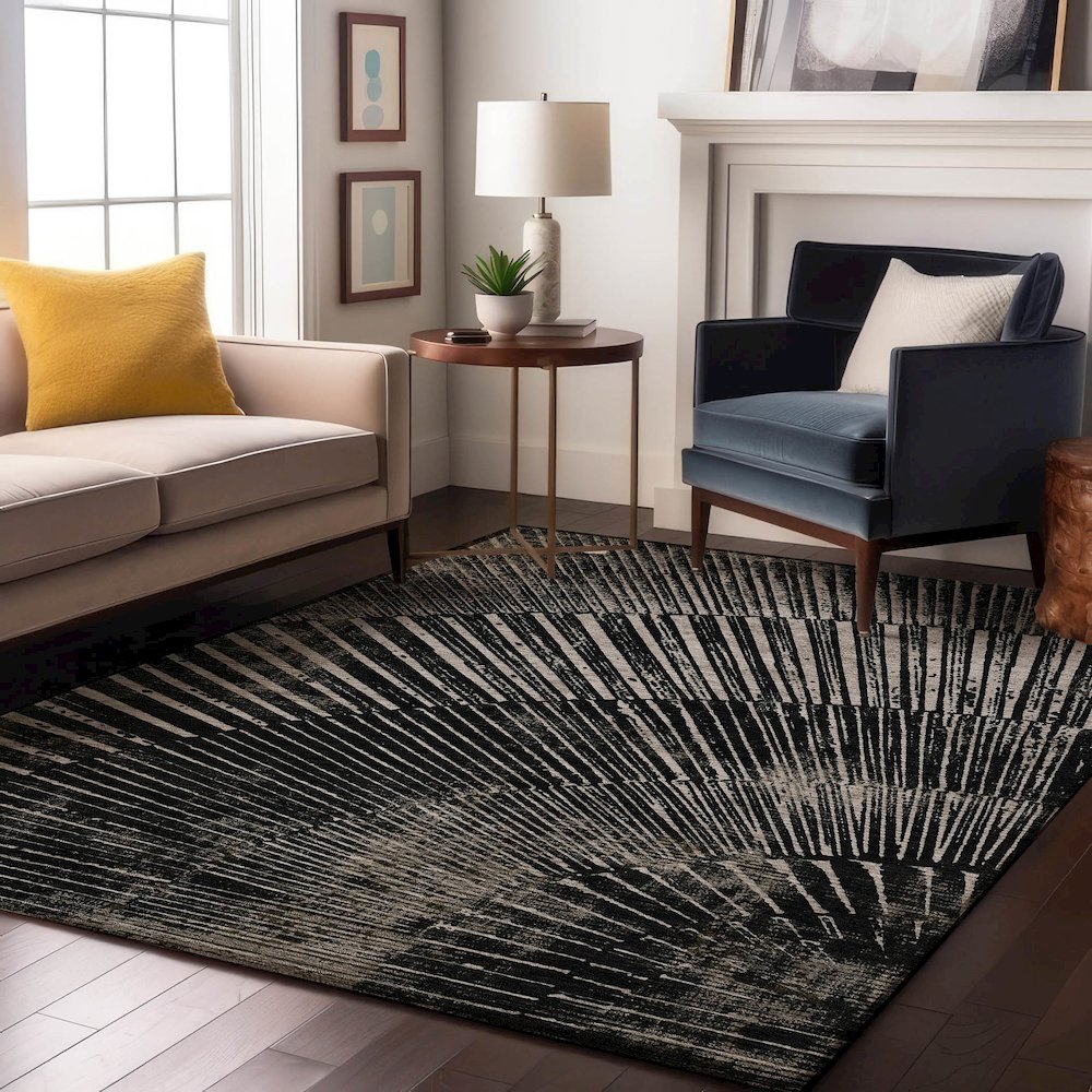 Premium Machine Washable Mayfield  Black 2'6" x 3'10" Rug. Picture 5