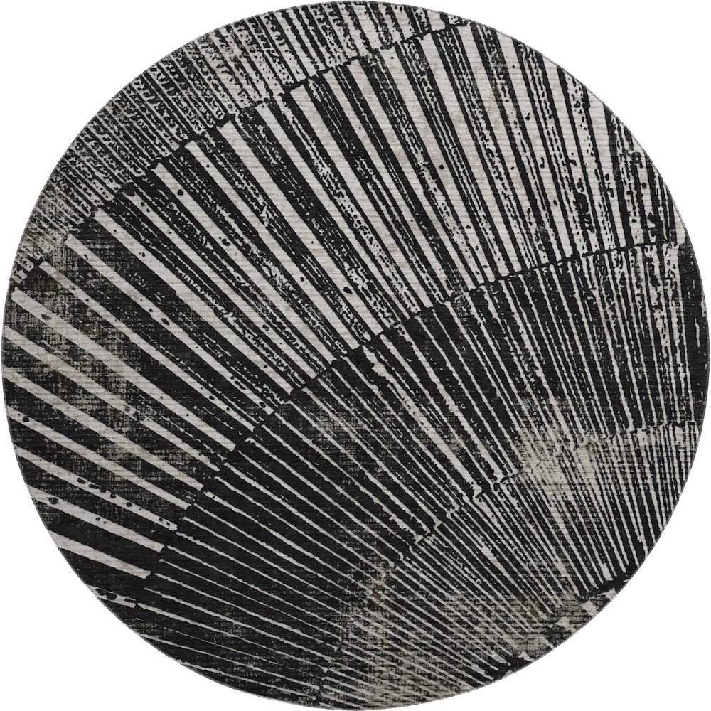 Premium Machine Washable Mayfield  Black 8' x 8' Round Rug. Picture 1