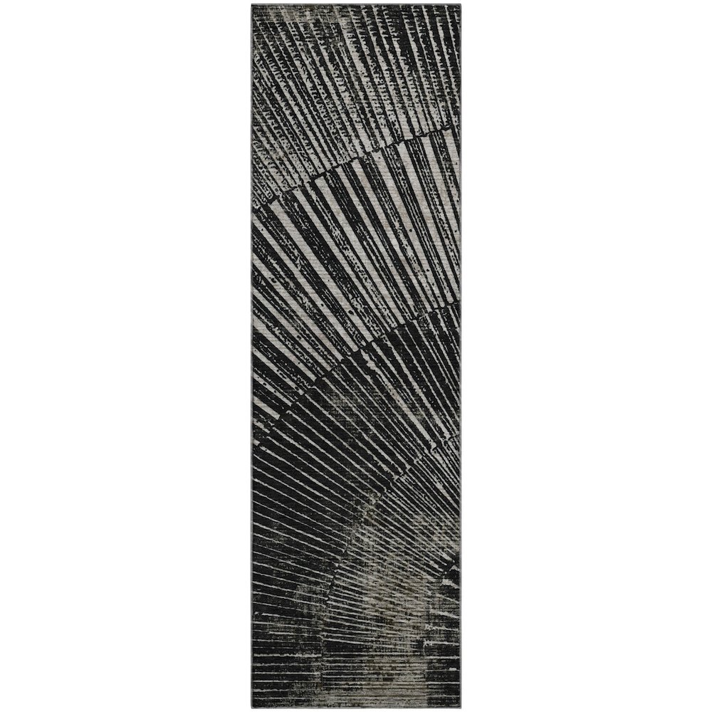 Premium Machine Washable Mayfield  Black 2'3" x 7'6" Runner Rug. Picture 1