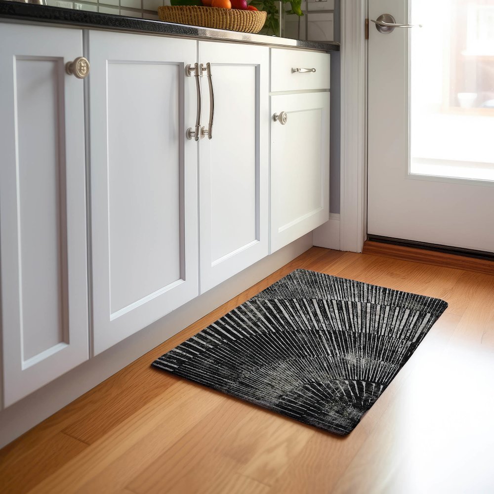Premium Machine Washable Mayfield  Black 1'8" x 2'6" Rug. Picture 5