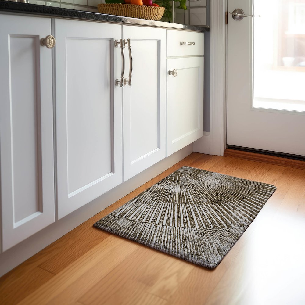Premium Machine Washable Mayfield  Chocolate 1'8" x 2'6" Rug. Picture 5