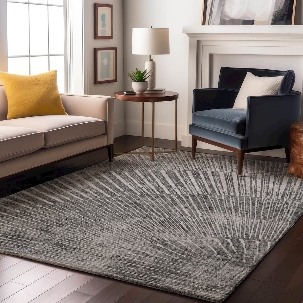 Premium Machine Washable Mayfield  Gray 2'6" x 3'10" Rug. Picture 5