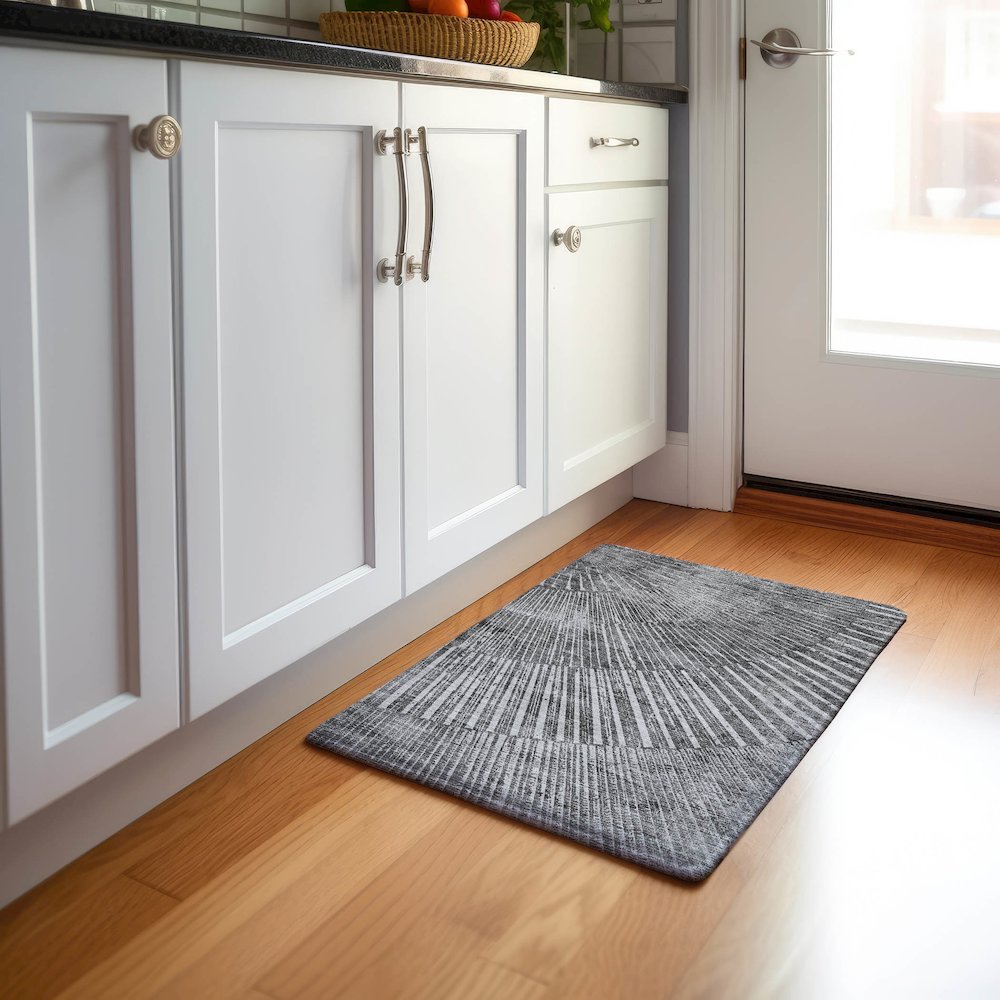 Premium Machine Washable Mayfield  Gray 1'8" x 2'6" Rug. Picture 5