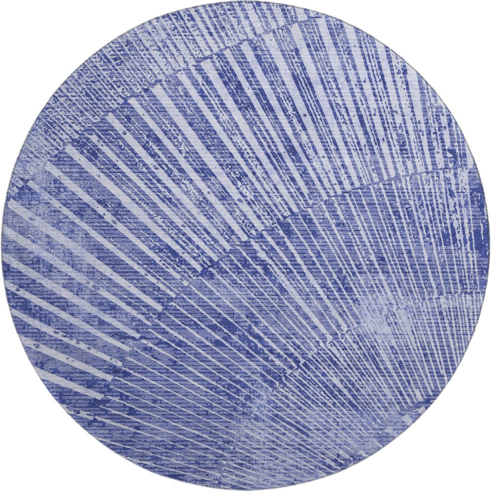 Premium Machine Washable Mayfield  Navy 8' x 8' Round Rug. Picture 1