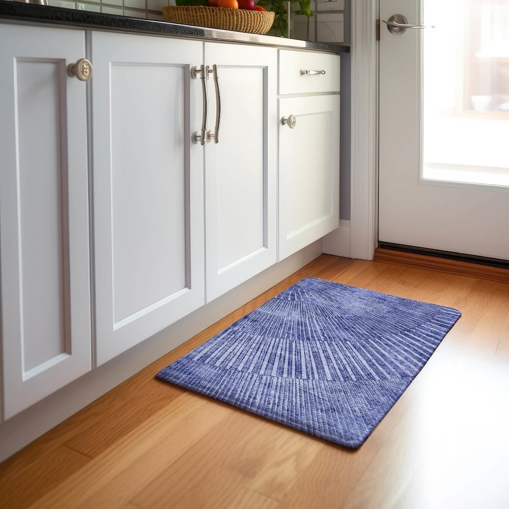 Premium Machine Washable Mayfield  Navy 1'8" x 2'6" Rug. Picture 5
