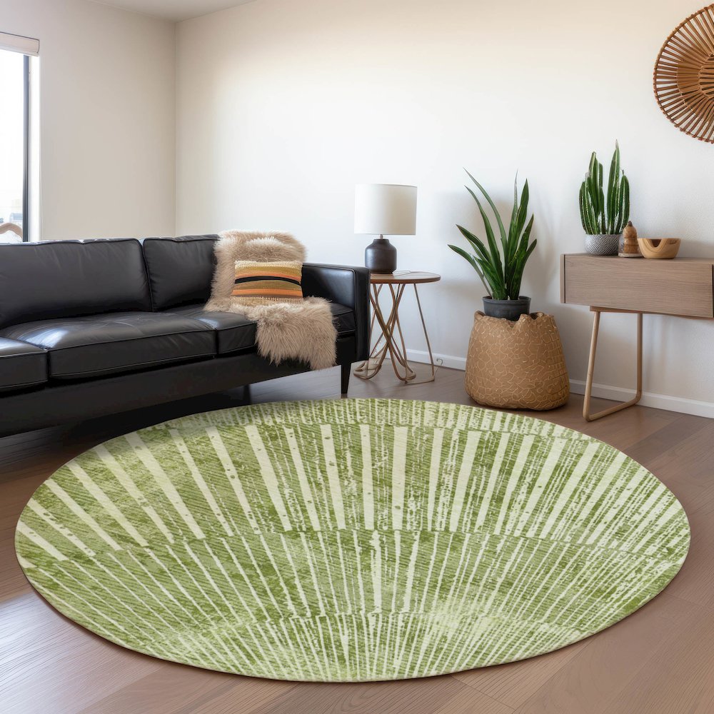 Premium Machine Washable Mayfield  Sage 8' x 8' Round Rug. Picture 5