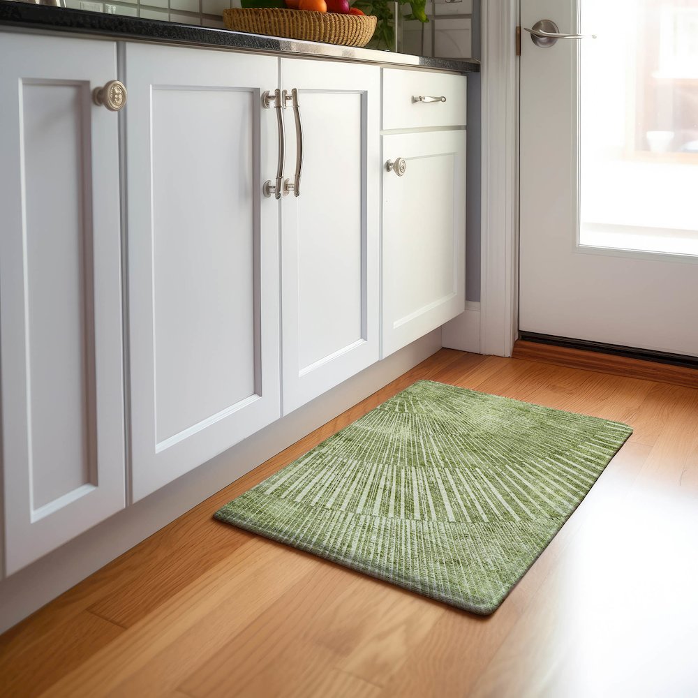 Premium Machine Washable Mayfield  Sage 1'8" x 2'6" Rug. Picture 5