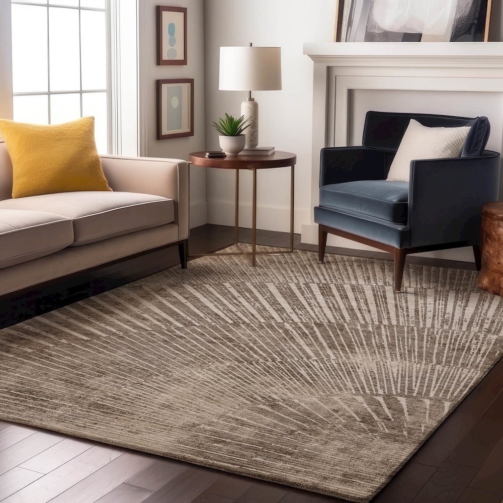 Premium Machine Washable Mayfield  Taupe 2'6" x 3'10" Rug. Picture 5
