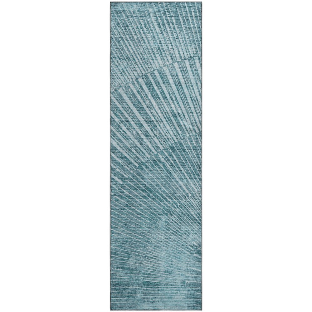 Premium Machine Washable Mayfield  Teal 2'3" x 7'6" Runner Rug. Picture 1