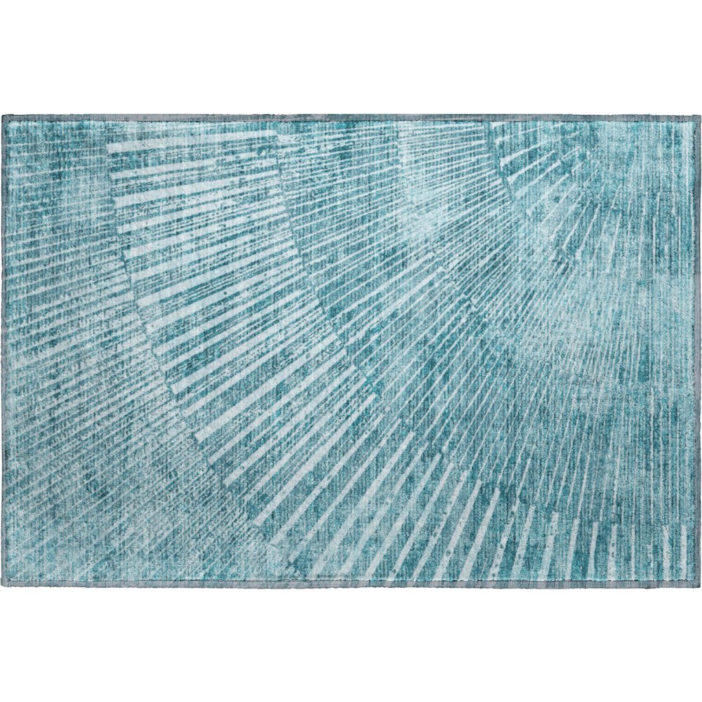 Premium Machine Washable Mayfield  Teal 1'8" x 2'6" Rug. Picture 1