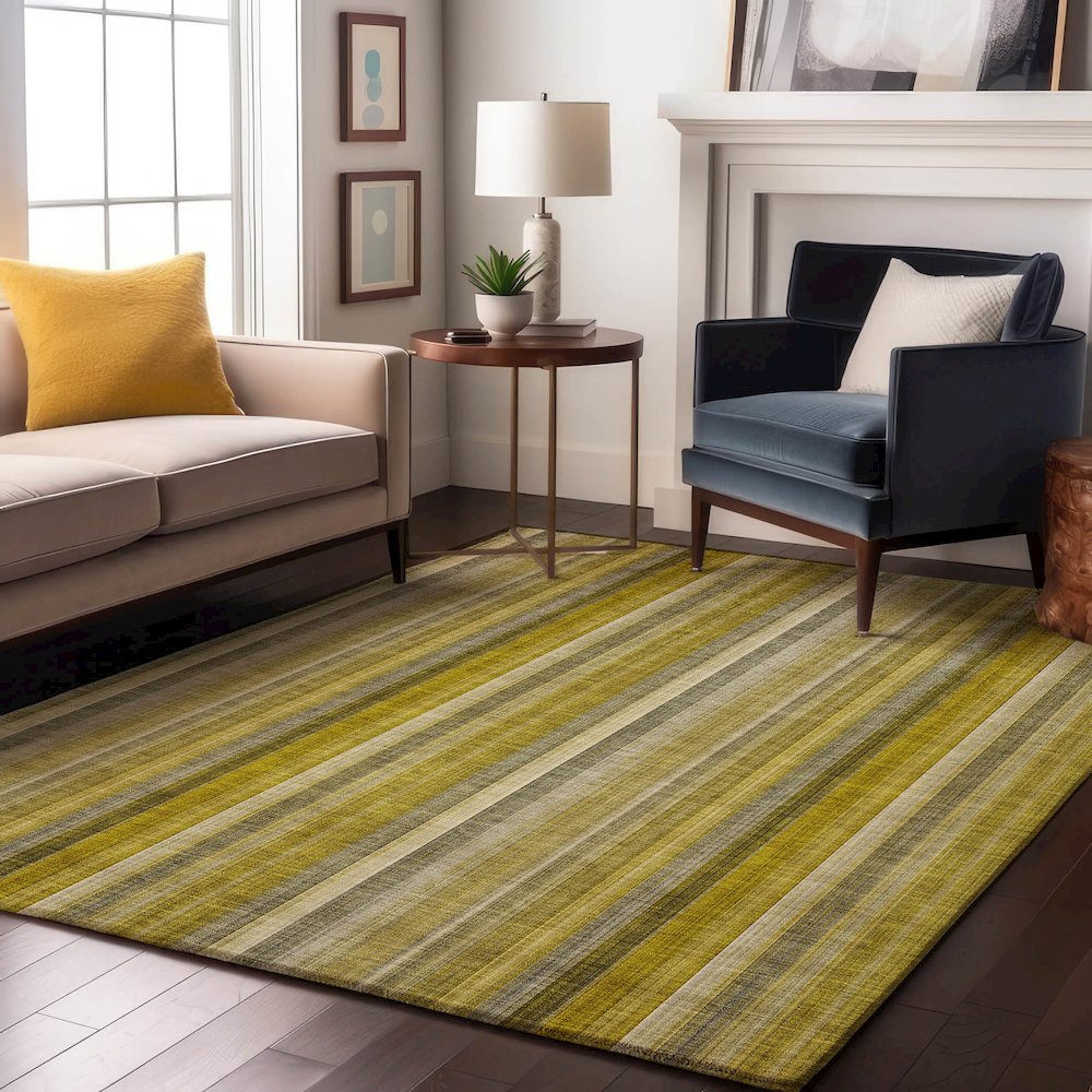Premium Machine Washable Mayfield  Gold 2'6" x 3'10" Rug. Picture 5