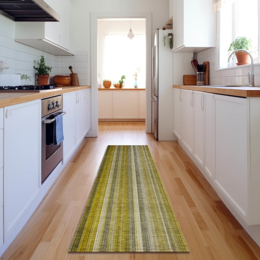 Premium Machine Washable Mayfield  Gold 2'3" x 7'6" Runner Rug. Picture 5