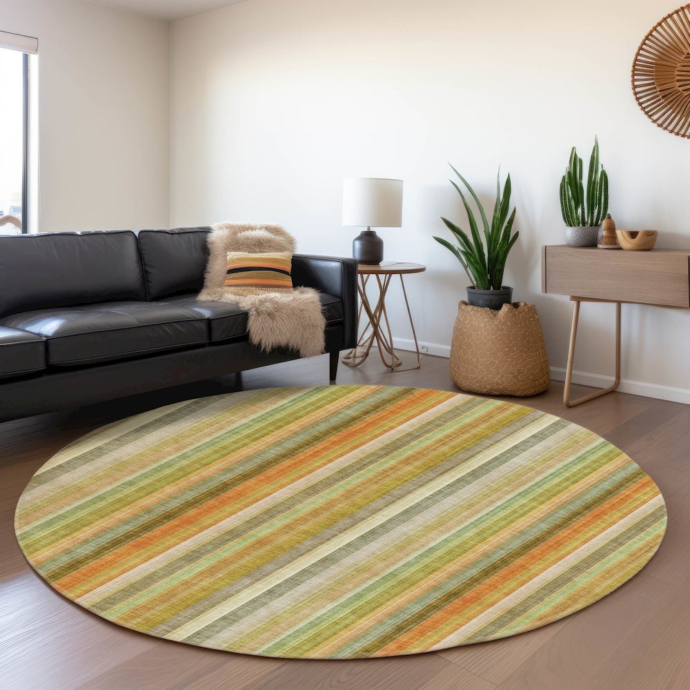 Premium Machine Washable Mayfield  Khaki 8' x 8' Round Rug. Picture 5