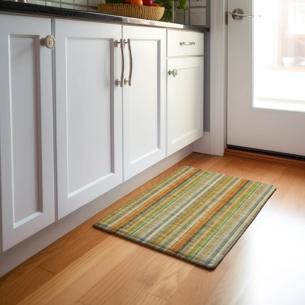 Premium Machine Washable Mayfield  Khaki 1'8" x 2'6" Rug. Picture 5
