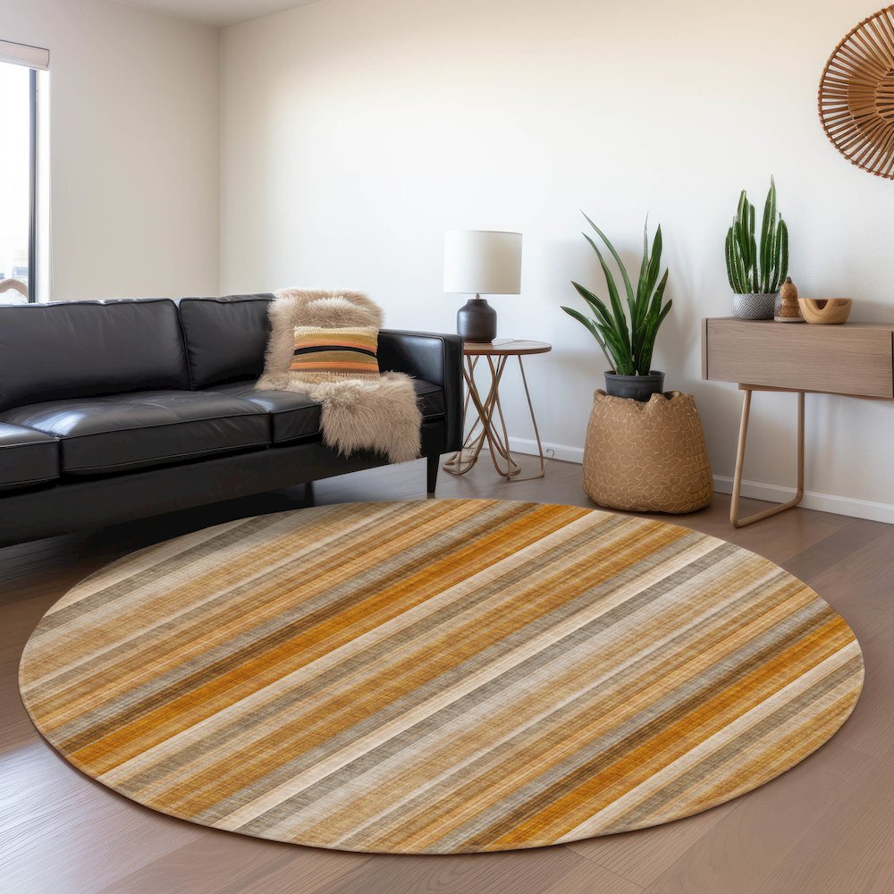 Premium Machine Washable Mayfield  Paprika 8' x 8' Round Rug. Picture 5