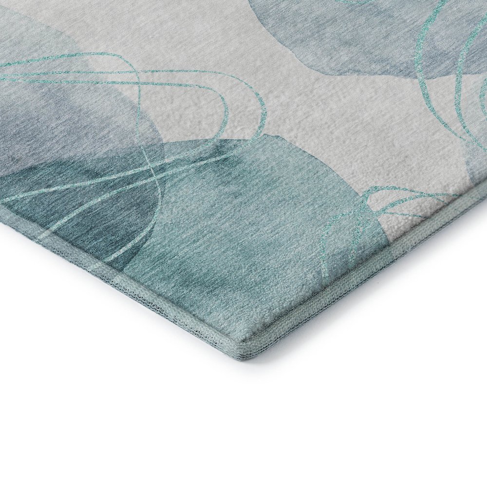 Premium Machine Washable Mayfield  Teal 1'8" x 2'6" Rug. Picture 3
