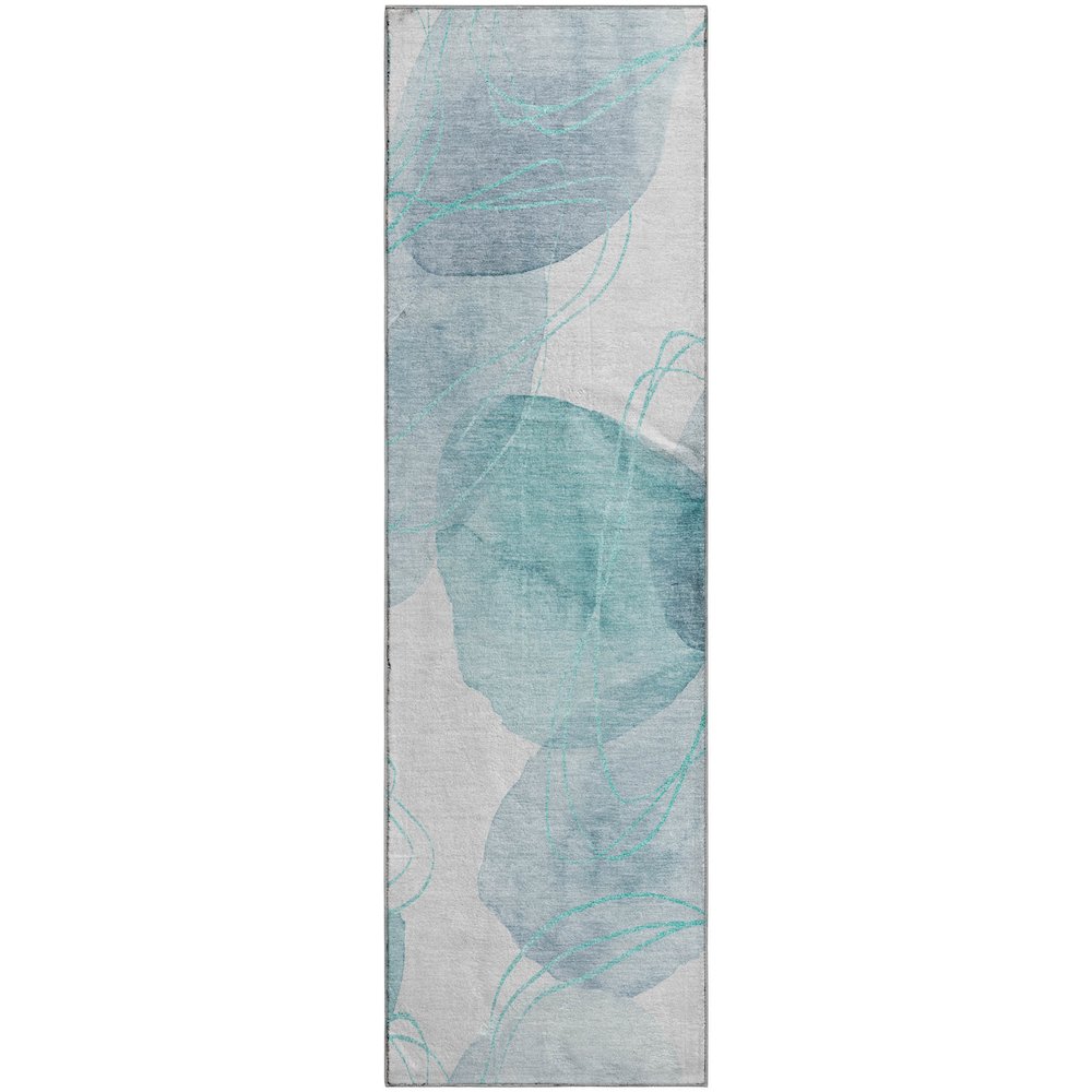 Premium Machine Washable Mayfield  Teal 2'3" x 7'6" Runner Rug. Picture 1