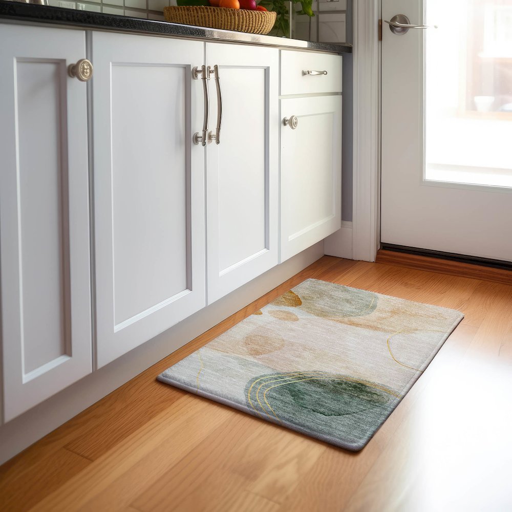 Premium Machine Washable Mayfield  Beige 1'8" x 2'6" Rug. Picture 5