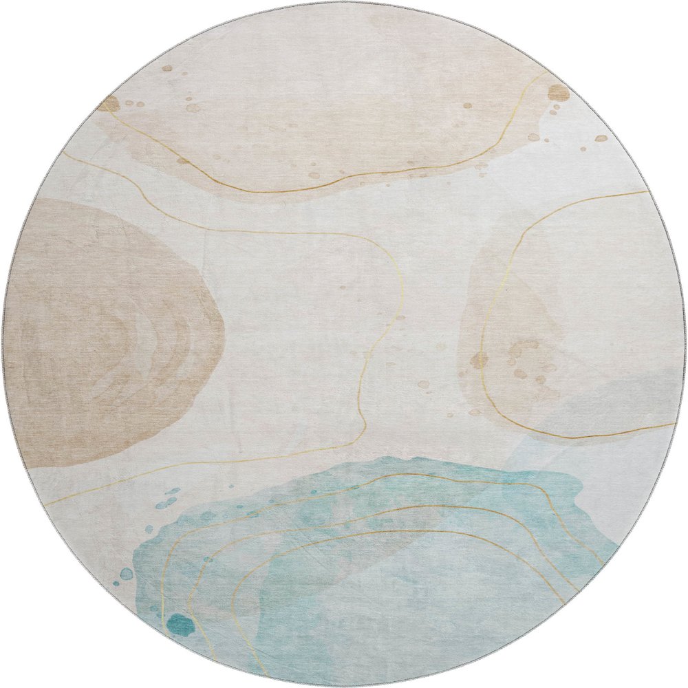 Premium Machine Washable Mayfield  Beige 8' x 8' Round Rug. Picture 1