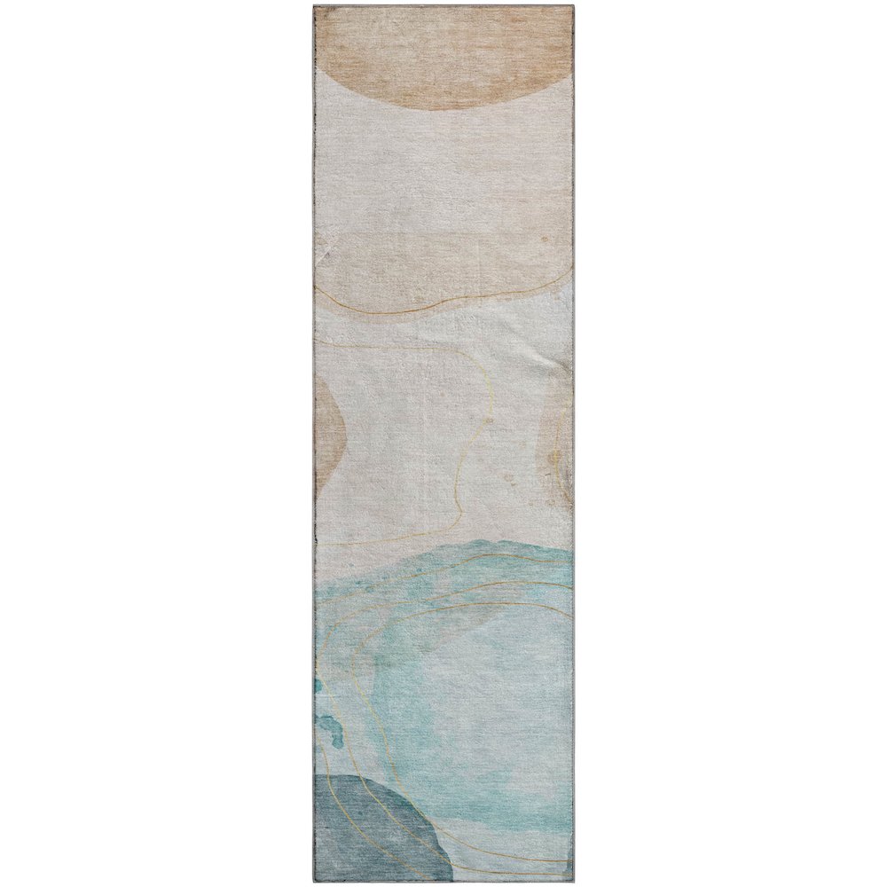 Premium Machine Washable Mayfield  Beige 2'3" x 7'6" Runner Rug. Picture 1