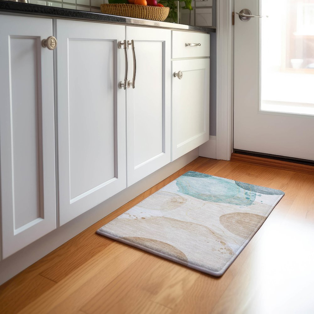 Premium Machine Washable Mayfield  Beige 1'8" x 2'6" Rug. Picture 5