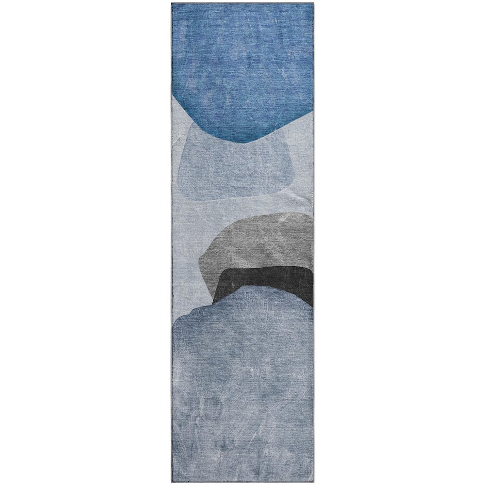 Premium Machine Washable Mayfield  Blue 2'3" x 7'6" Runner Rug. Picture 1