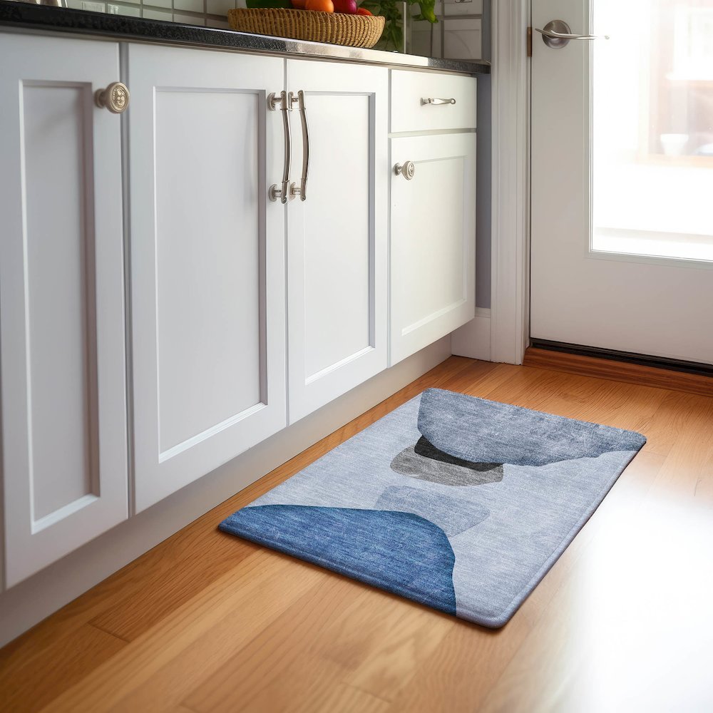 Premium Machine Washable Mayfield  Blue 1'8" x 2'6" Rug. Picture 5