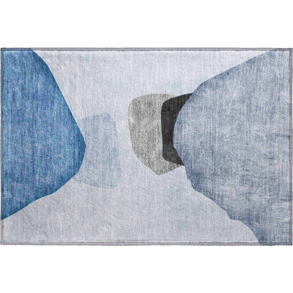 Premium Machine Washable Mayfield  Blue 1'8" x 2'6" Rug. Picture 1