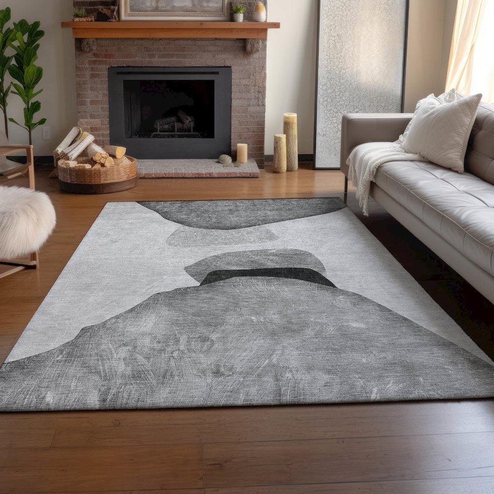 Premium Machine Washable Mayfield  Gray 2'6" x 3'10" Rug. Picture 6