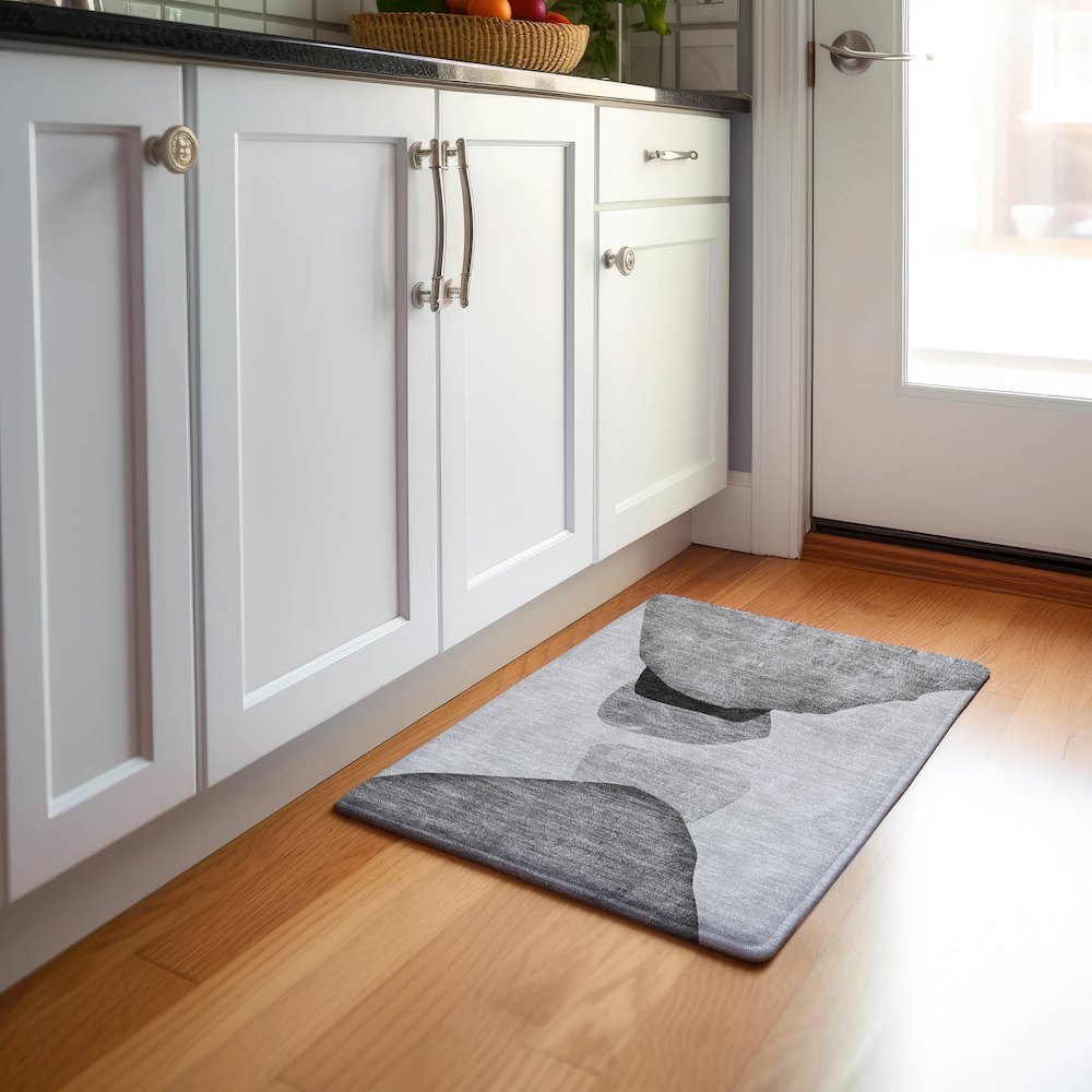 Premium Machine Washable Mayfield  Gray 1'8" x 2'6" Rug. Picture 5