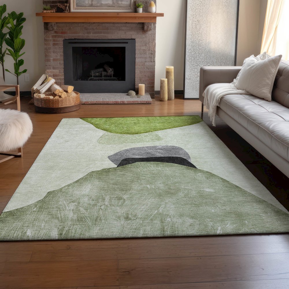 Premium Machine Washable Mayfield  Green 2'6" x 3'10" Rug. Picture 6