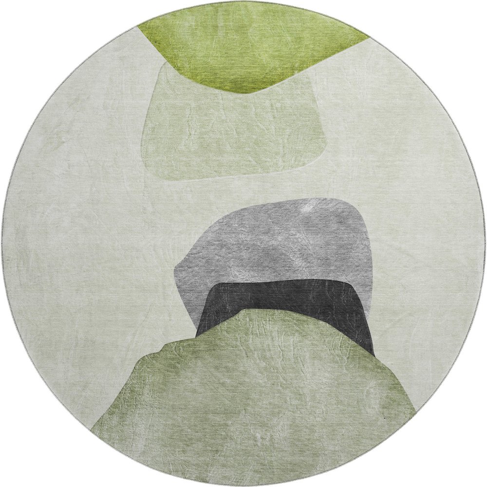 Premium Machine Washable Mayfield  Green 8' x 8' Round Rug. Picture 1
