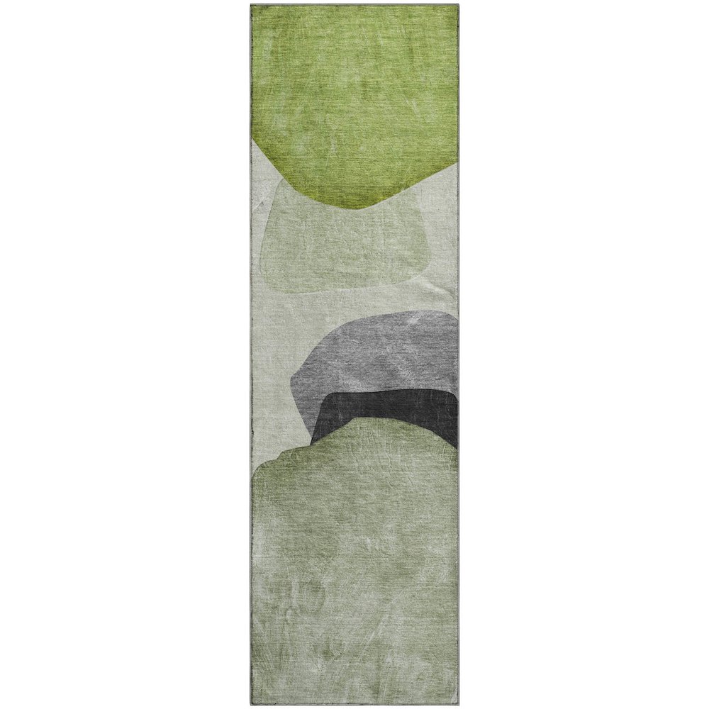 Premium Machine Washable Mayfield  Green 2'3" x 7'6" Runner Rug. Picture 1