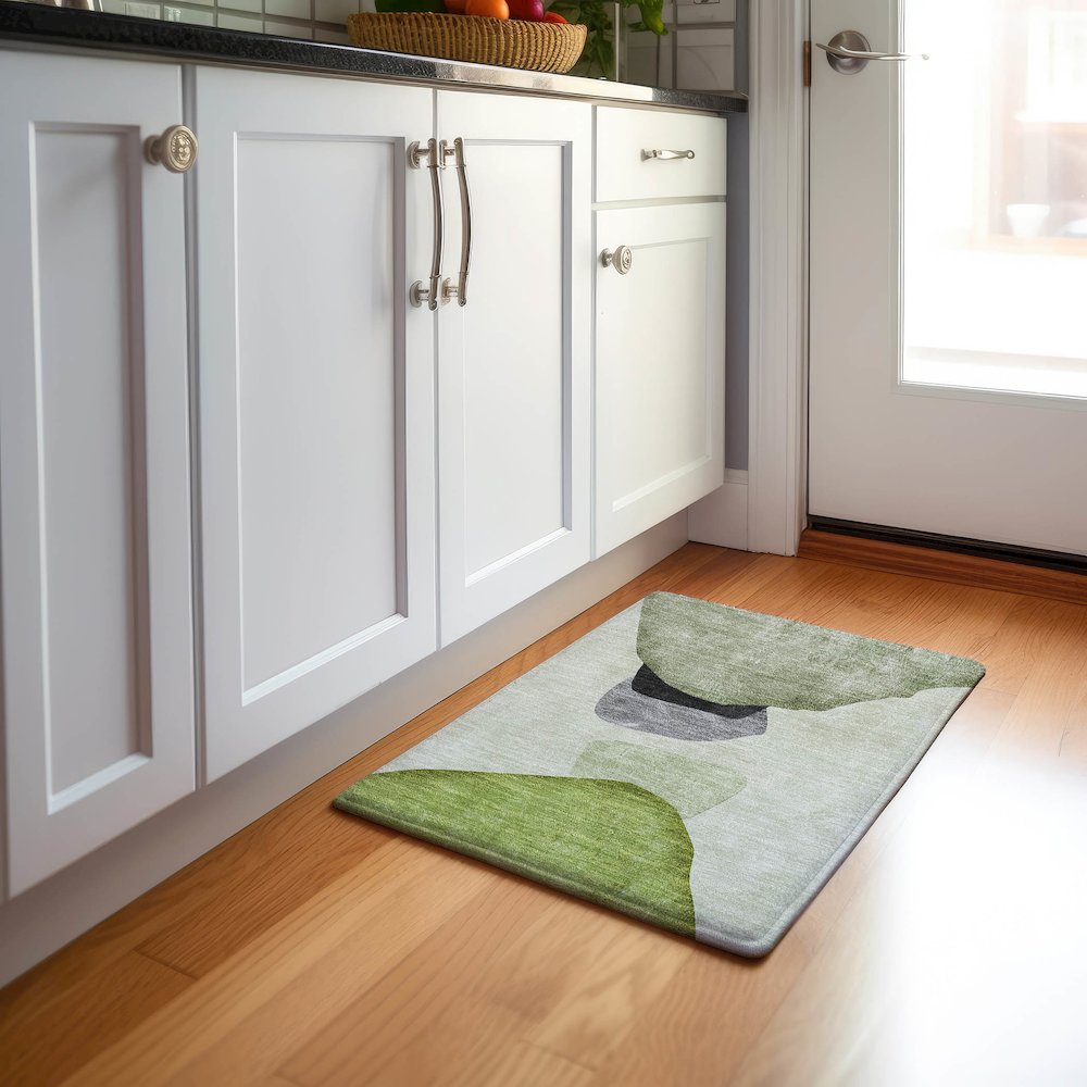 Premium Machine Washable Mayfield  Green 1'8" x 2'6" Rug. Picture 5