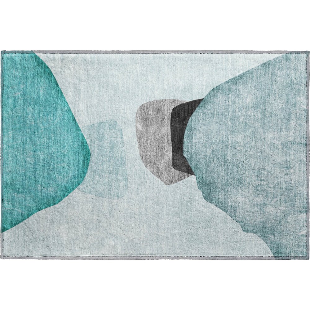 Premium Machine Washable Mayfield  Teal 1'8" x 2'6" Rug. Picture 1