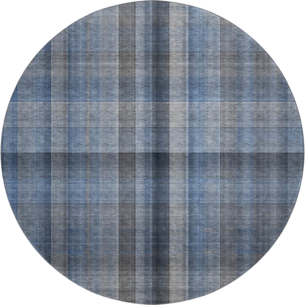 Premium Machine Washable Mayfield  Blue 8' x 8' Round Rug. Picture 1