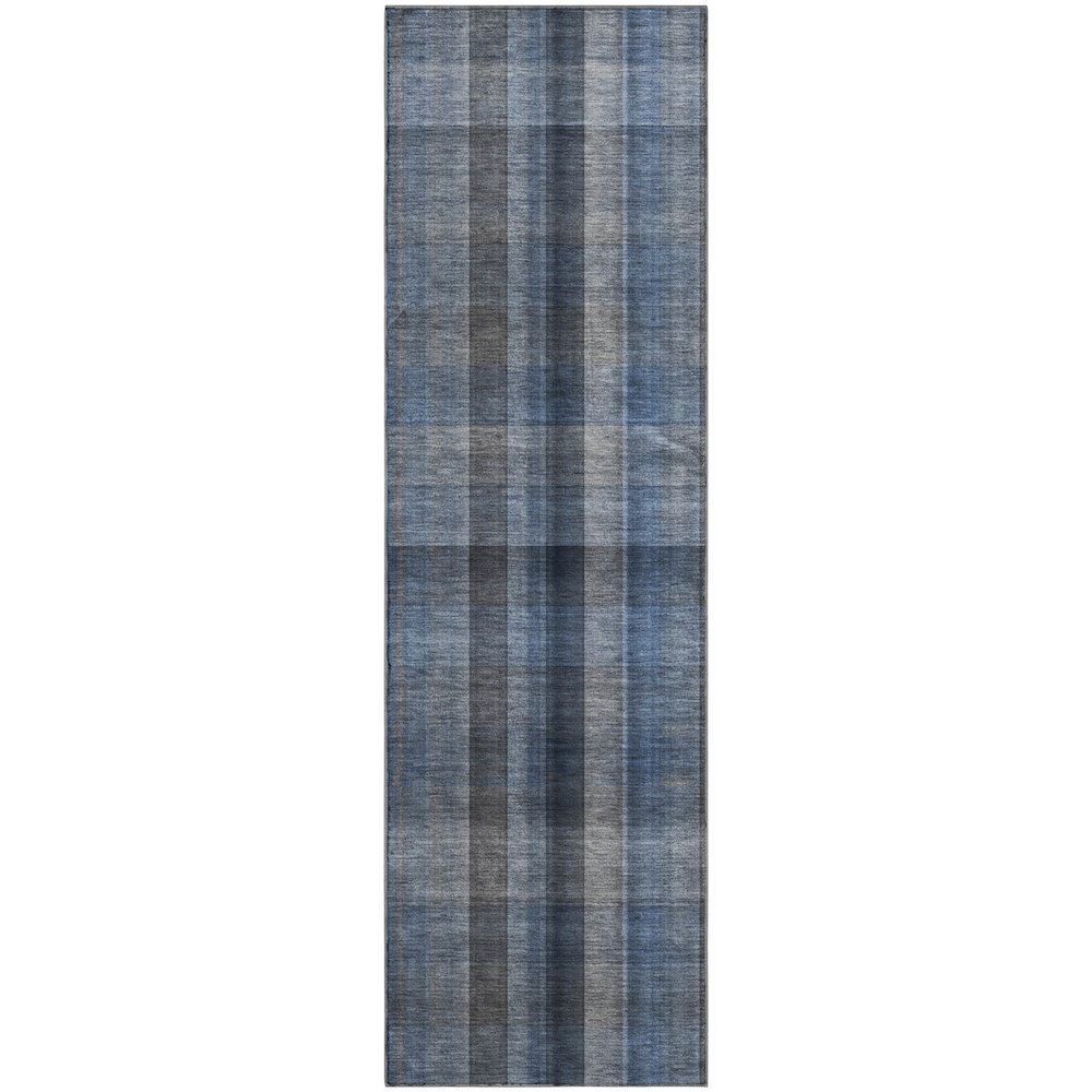 Premium Machine Washable Mayfield  Blue 2'3" x 7'6" Runner Rug. Picture 1